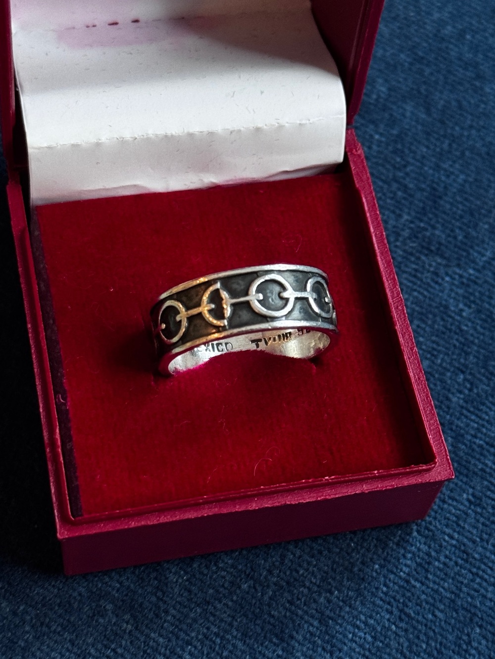 Vintage Mexico Taxco 925 Sterling Silver Wide Band  Oxidized Men’s Ring size 9